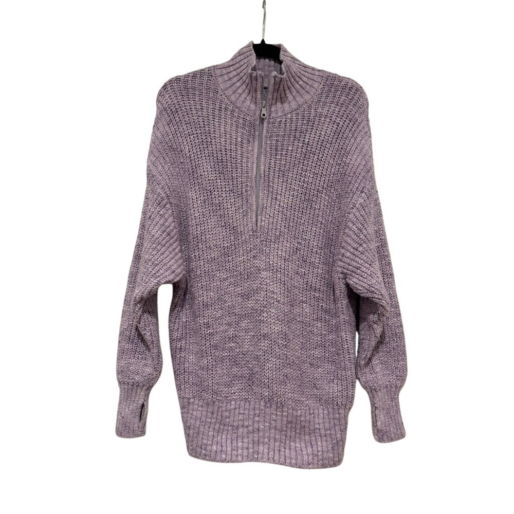 Aerie Offline oversized XS purple cotton 1/4 zip slouchy sweater MM